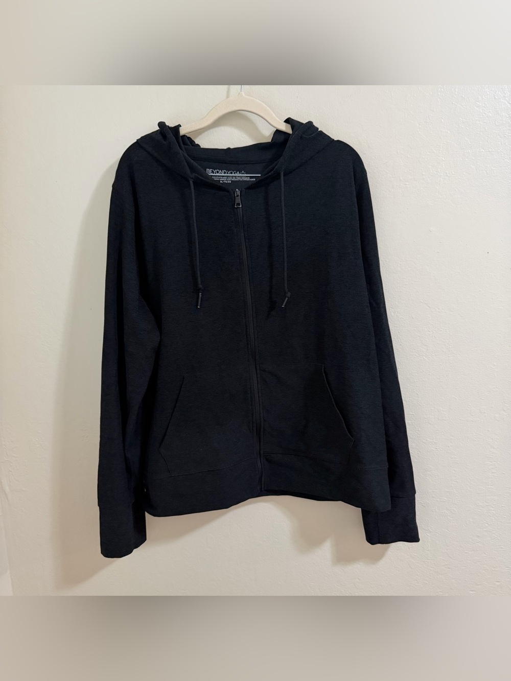 Beyond Yoga full zip athletic hooded sweatshirt dark heathered Grey size XL